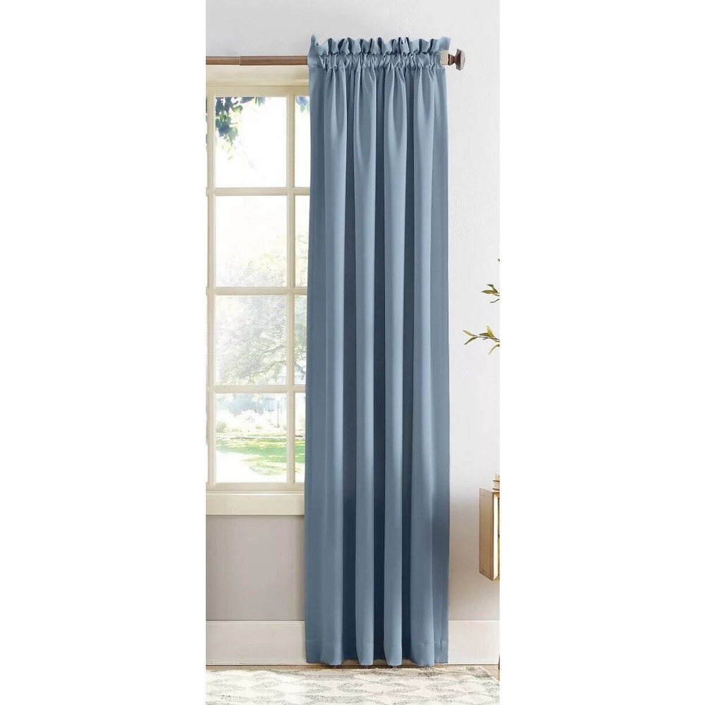 Sun Zero Room Darkening Seymour Rod Pocket Curtain Panel 54x95" Blue*#